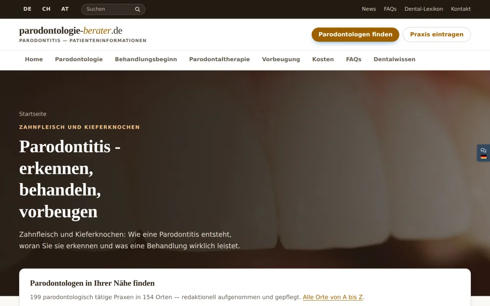 Startseite von parodontologie-berater.de